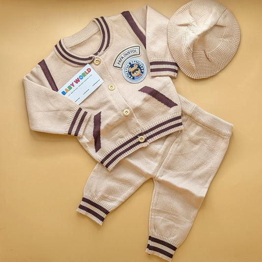 2 Piece Imported Woolen Suit with Cap - Cartoon - Winter