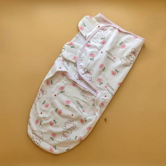 Swaddle Wrap - Floral/Bunny - White