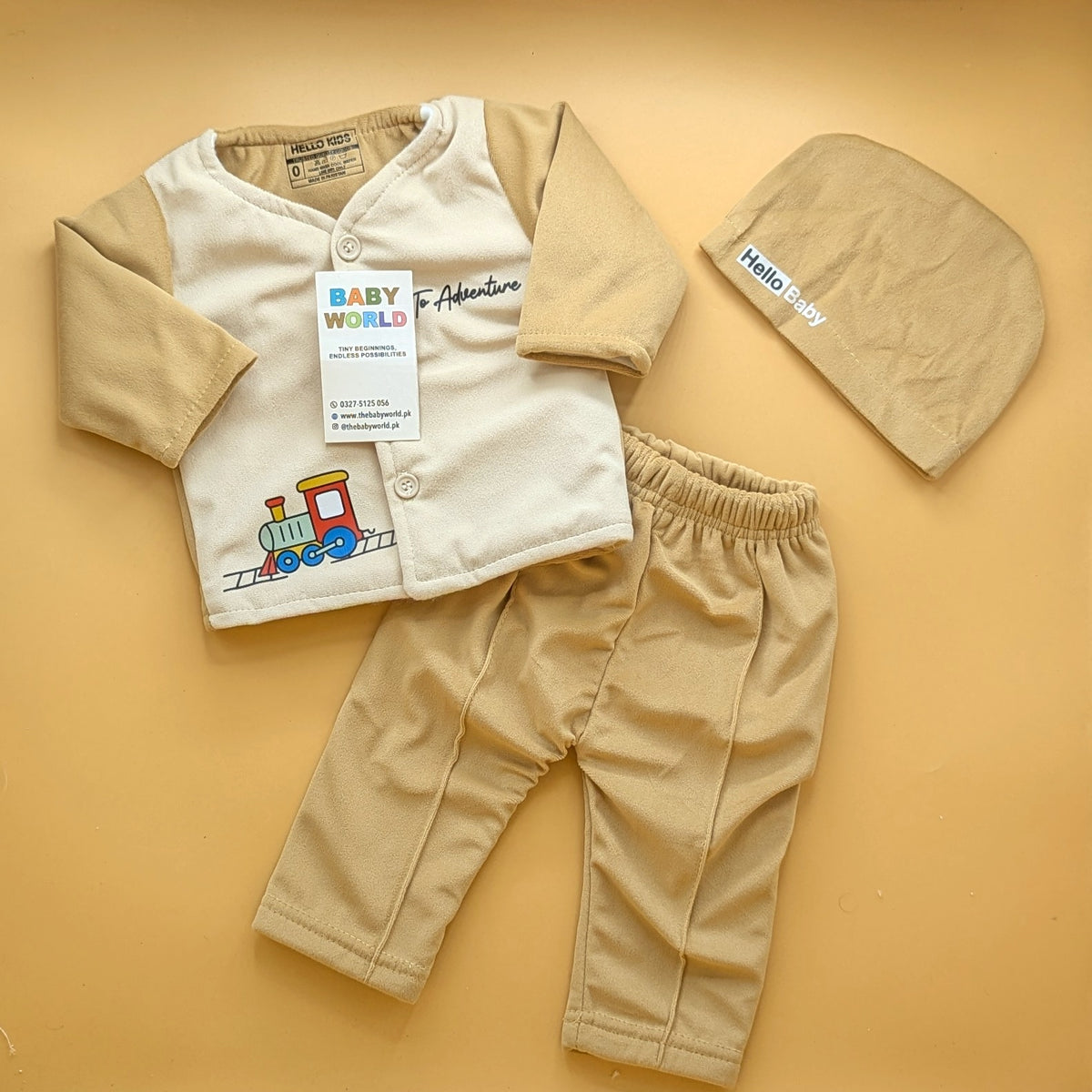 3 Pieces Baby Suit With Cap - Train 🚂 - Winter