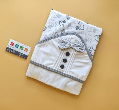 Hooded Wrapping Sheet/Blanket - Winter - Bow/Buttons 🔘