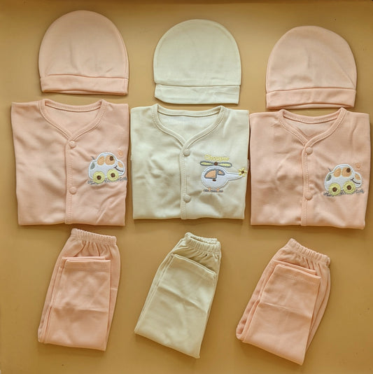 Pack of 3 Suits with Cap - Peach/Beige//Peach