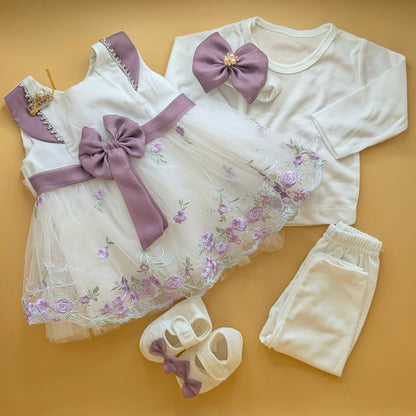 5 Pieces Frock Set - Bow