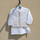 3 Pieces Kameez Shalwar with Embroidered Waistcoat - Diamond - White