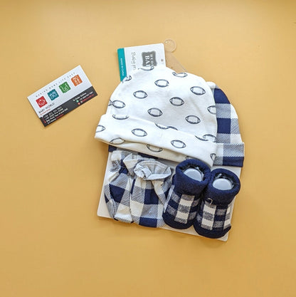 Pack of 2 Caps, Mittens & Booties Set