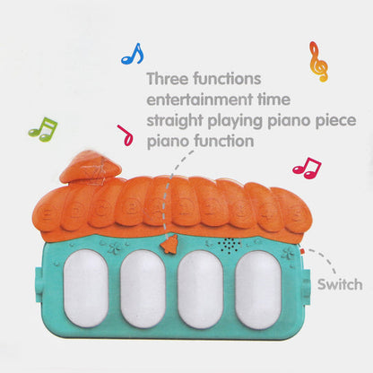 Cartoon Baby Activity Gym Fitness Baby Musical Piano Play Gym Mat With Animal Rattle Toys