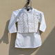 3 Pieces Kameez Shalwar with Embroidered Waistcoat - Floral Pattern - Off-White