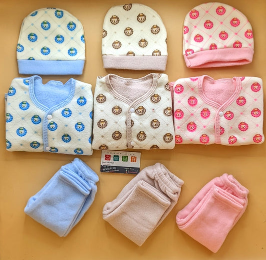 Pack of 3 Suits with Cap - Winter - Lion King 🦁 - Pink/Blue/Brown