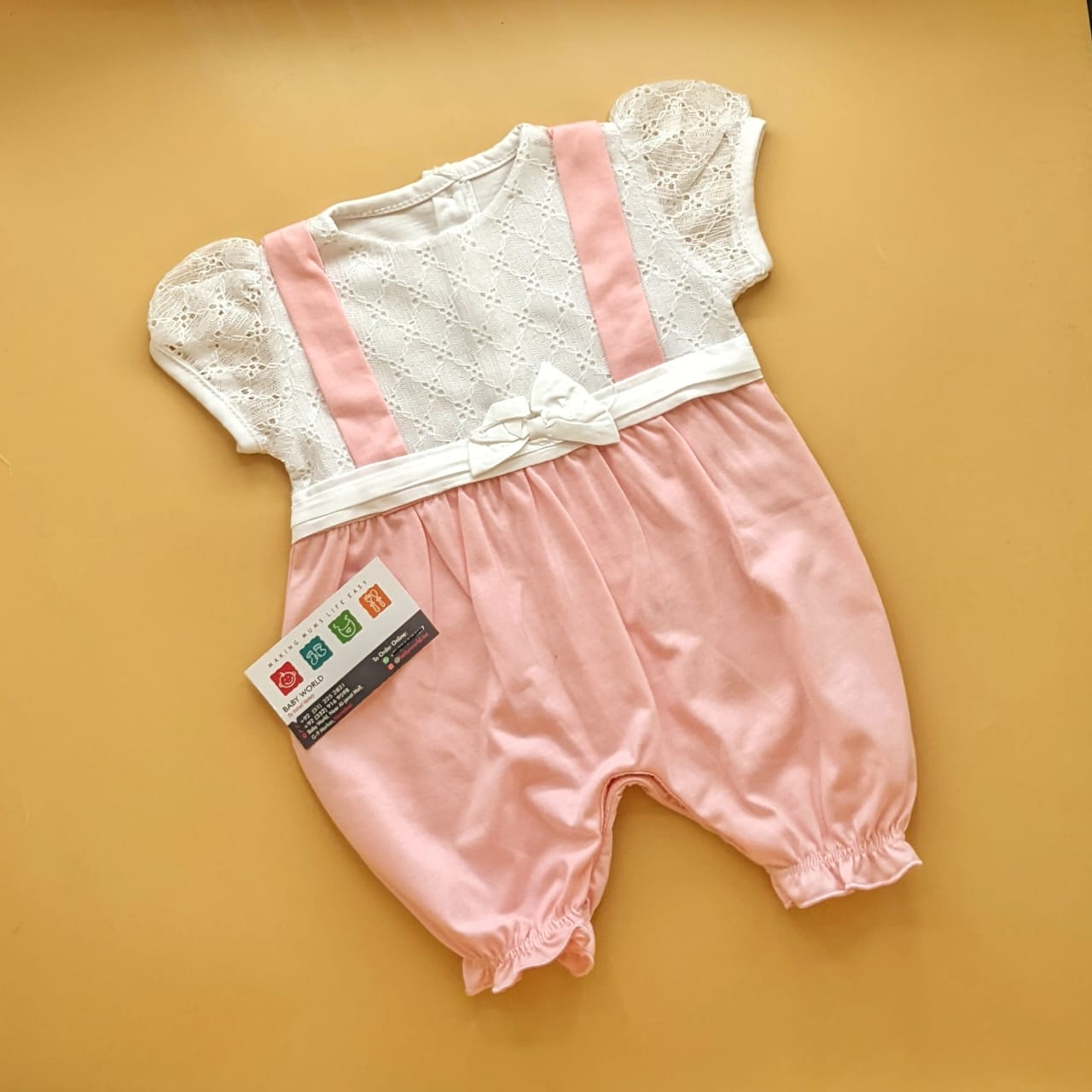 Romper - Half Sleeves - Bow/Stripes
