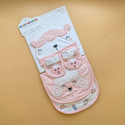 Baby Pack of 2 Bibs, Caps, & Booties Set - Sheep