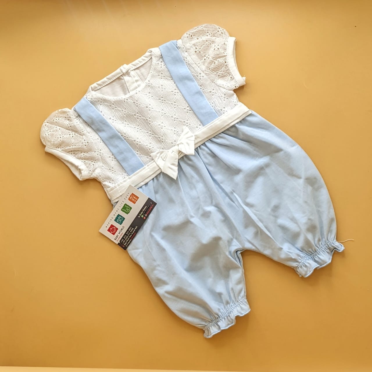 Romper - Half Sleeves - Bow/Stripes