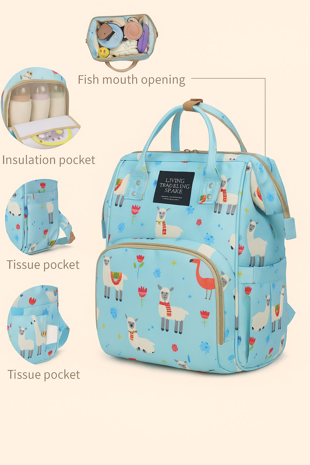Baby Diaper Bag Pack - Alpaca 🦙
