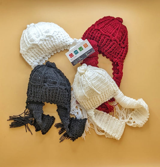 Baby Wool Cap with Tails - Winter