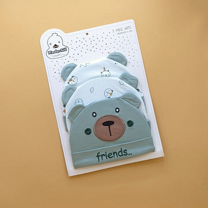 Pack of 3 Caps - Bear/Friends