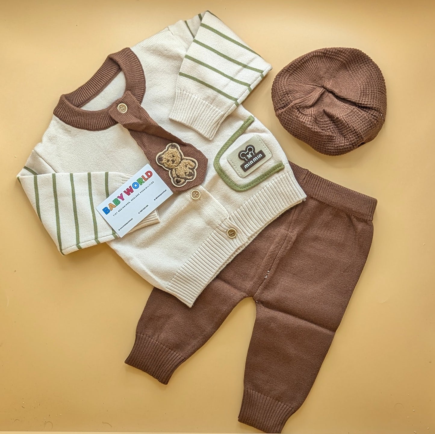 2 Piece Imported Woolen Suit with Cap - Bear 🐻 - Winter