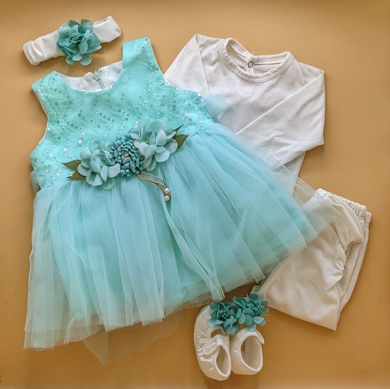 5 Pieces Frock Set