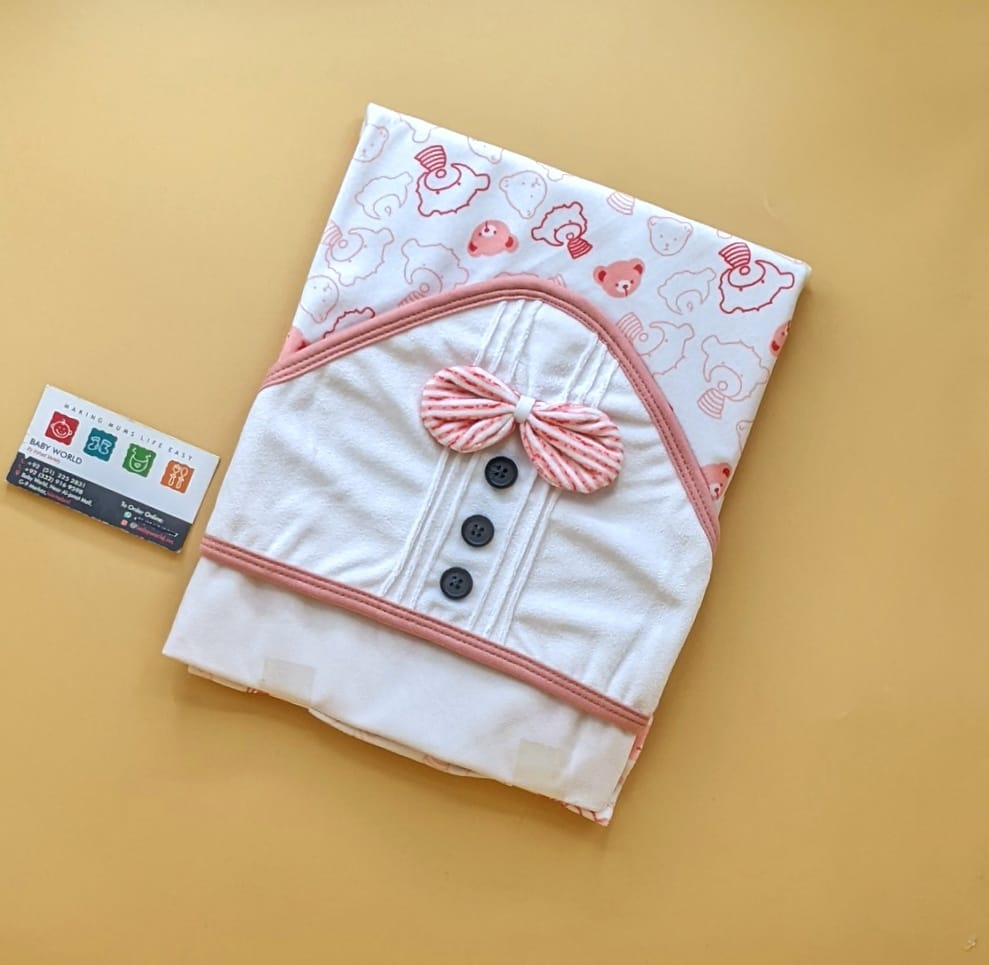 Hooded Wrapping Sheet/Blanket - Winter - Bow/Buttons 🔘