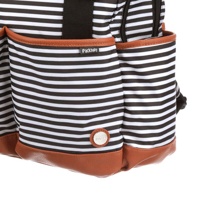 iPack Striped Insulated Diaper Tote Bag with Changing Pad & Adjustable Strap