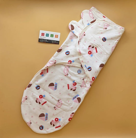 Swaddle Wrap - Train, Car, Ship - White
