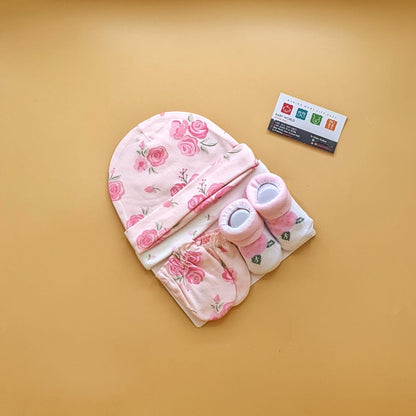 Pack of 2 Caps, Mittens & Booties Set