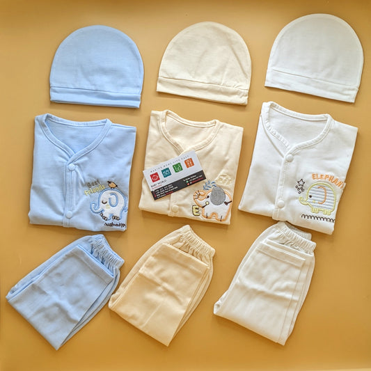 Pack of 3 Suits with Cap - Blue/Beige/White