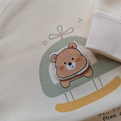 2 Pieces Premium Baby Suit - The little bear flies a plane - Winter