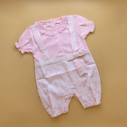 Romper - Half Sleeves - Flowers/Stripes