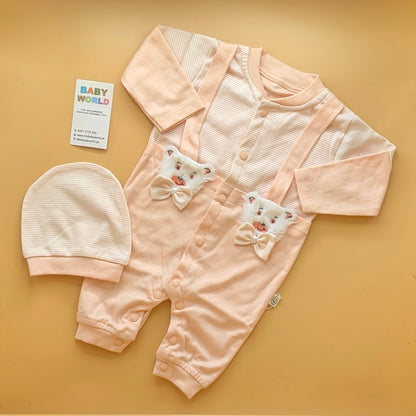 Baby Romper with Cap - Bear/Stripes