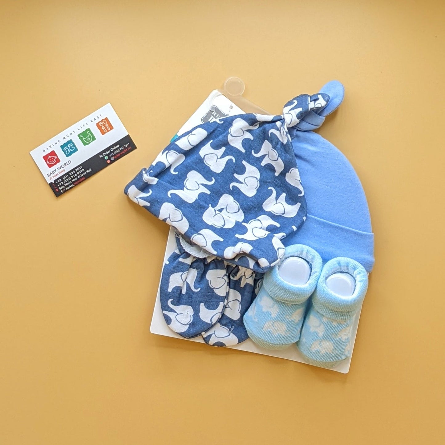Pack of 2 Caps, Mittens & Booties Set