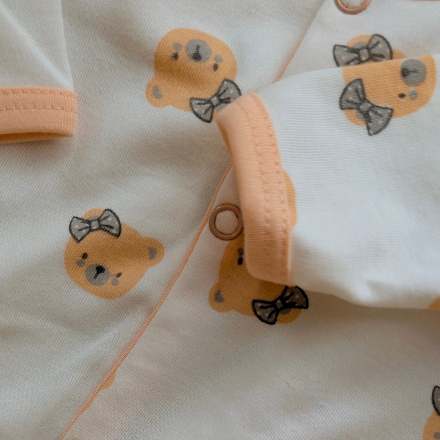 Pack of 3 Rompers/Sleep Suits - Bear/Bow - Peach