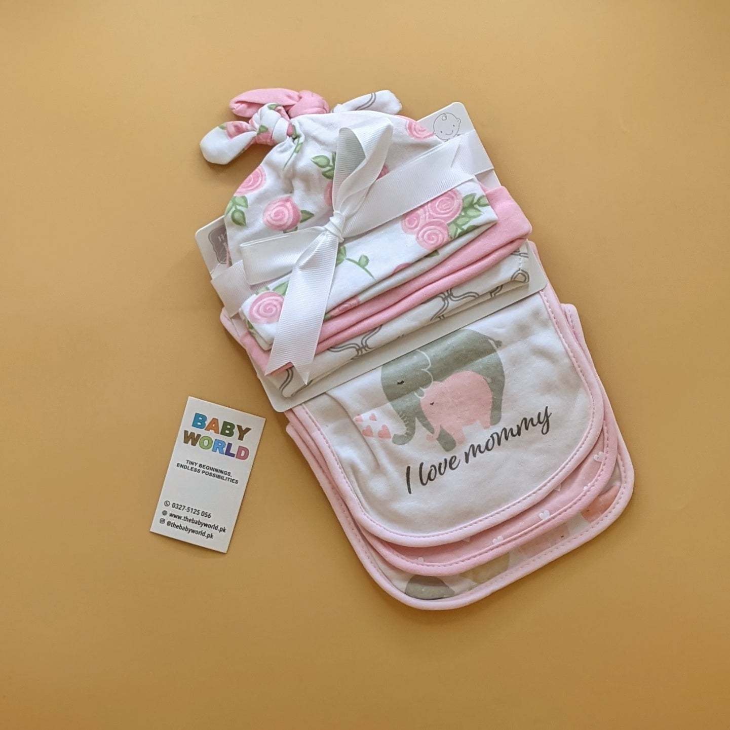 Baby Pack of 3 Bibs & Caps