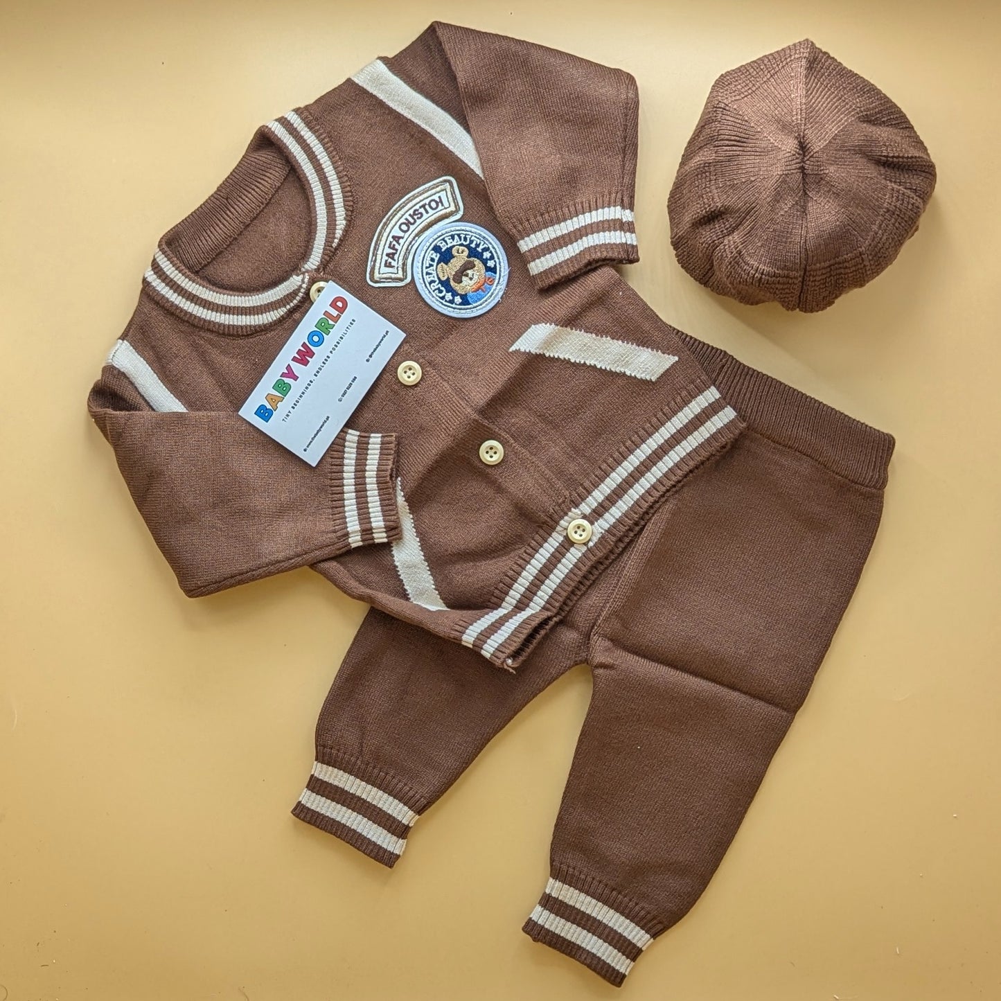 2 Piece Imported Woolen Suit with Cap - Cartoon - Winter
