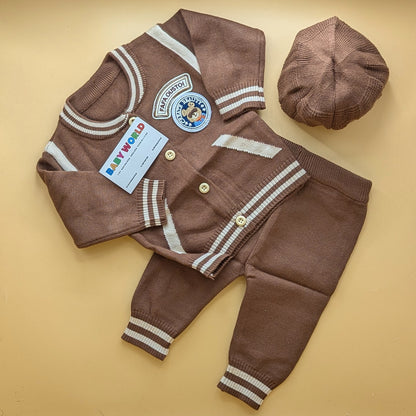 2 Piece Imported Woolen Suit with Cap - Cartoon - Winter