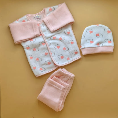 Baby Suit with Cap - Winter - Hearts 🧡