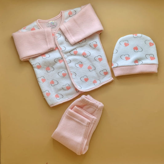 Baby Suit with Cap - Winter - Hearts 🧡