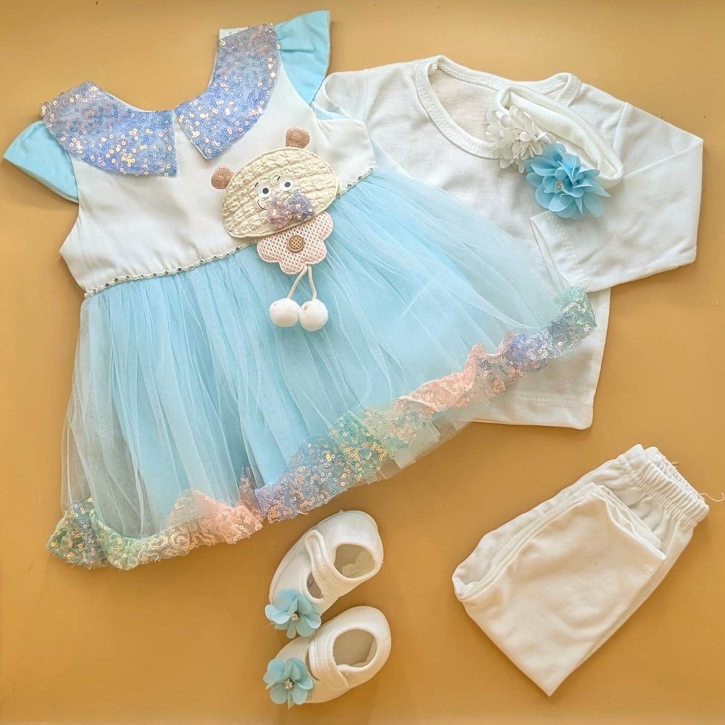 5 Pieces Frock Set - Bear 🐻