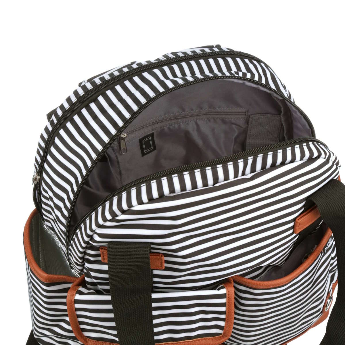 iPack Striped Insulated Diaper Tote Bag with Changing Pad & Adjustable Strap