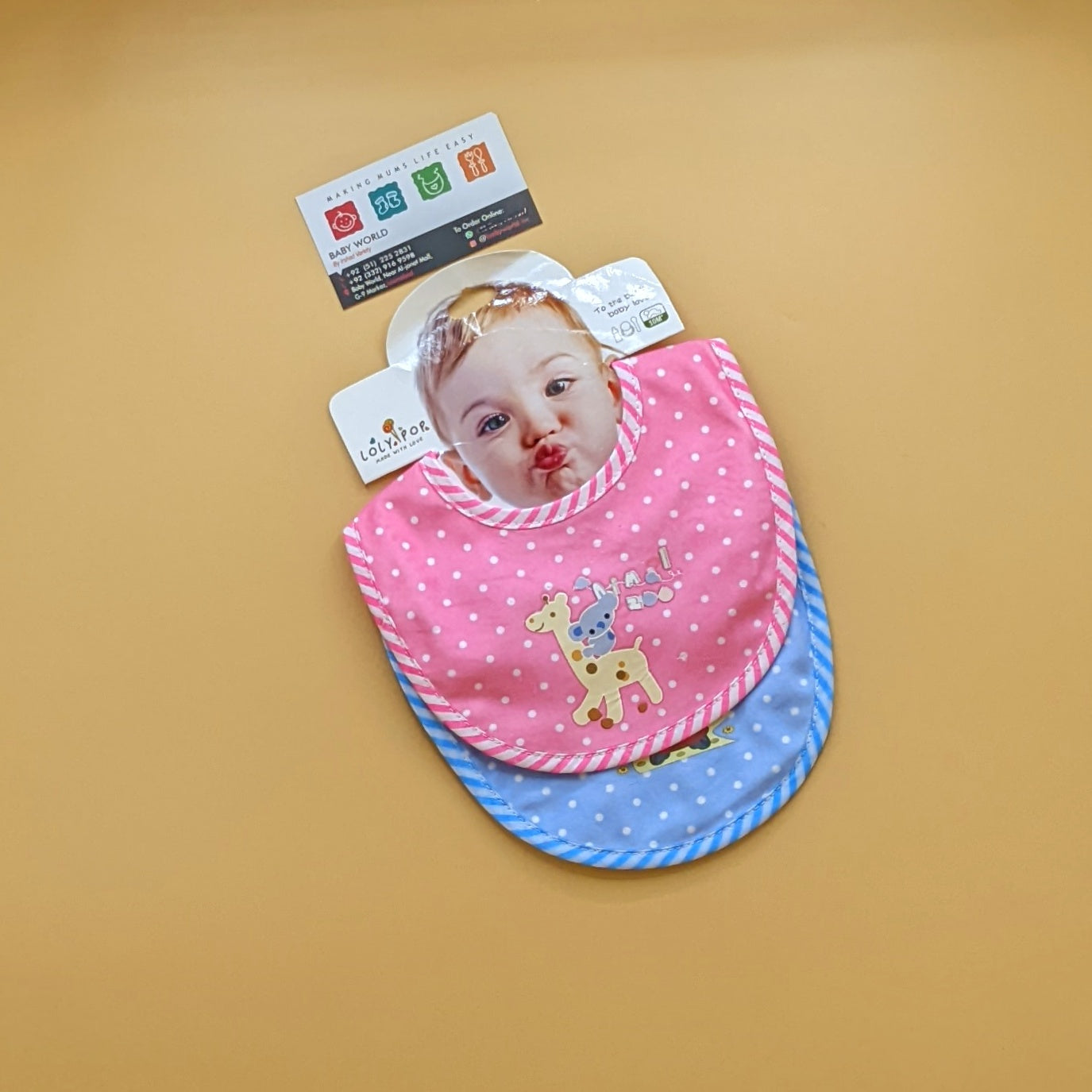 Pack of 2 Bibs - Dots - Pink/Blue