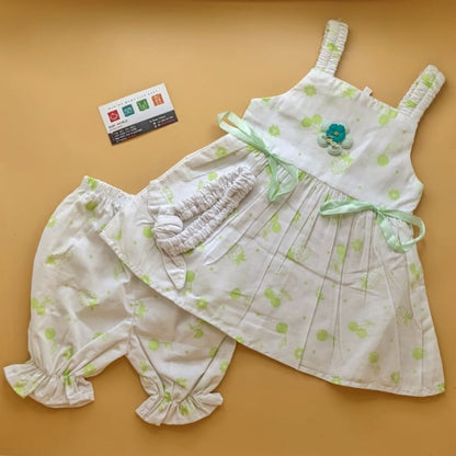 Frock with Pants & Headband  - Cherry
