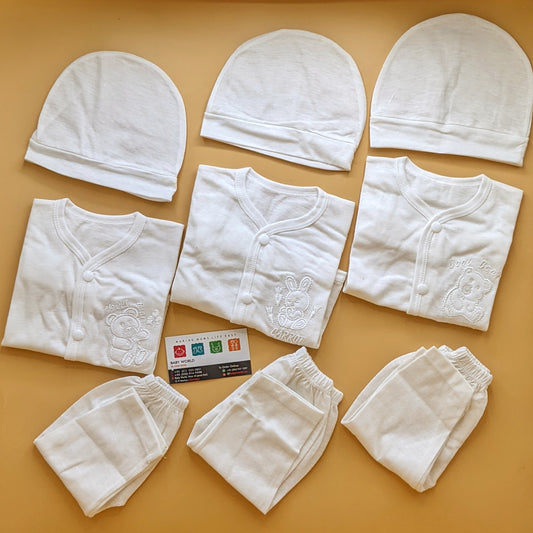 Pack of 3 Suits with Cap - White