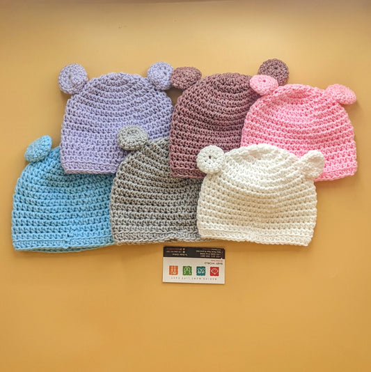 Premium Quality Crochet Handmade Baby Cap - Bear Ears - Winter