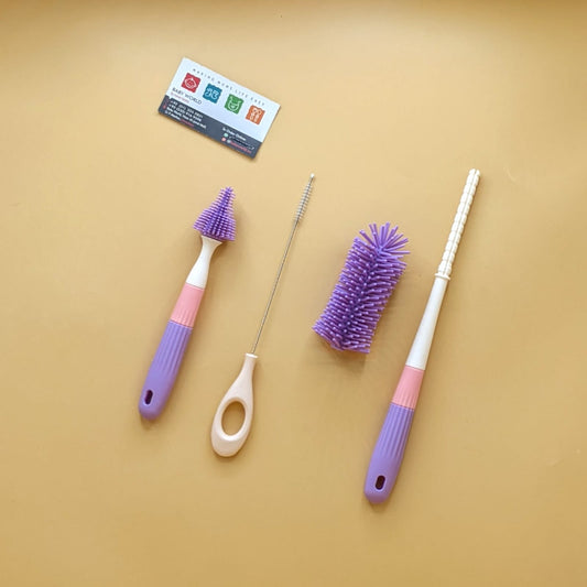 3 Pieces All Purpose Silicone Bottle, Straw & Teat Cleaner Brush