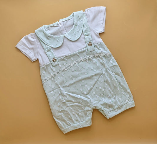 Romper - Half Sleeves - Floral/Stripes