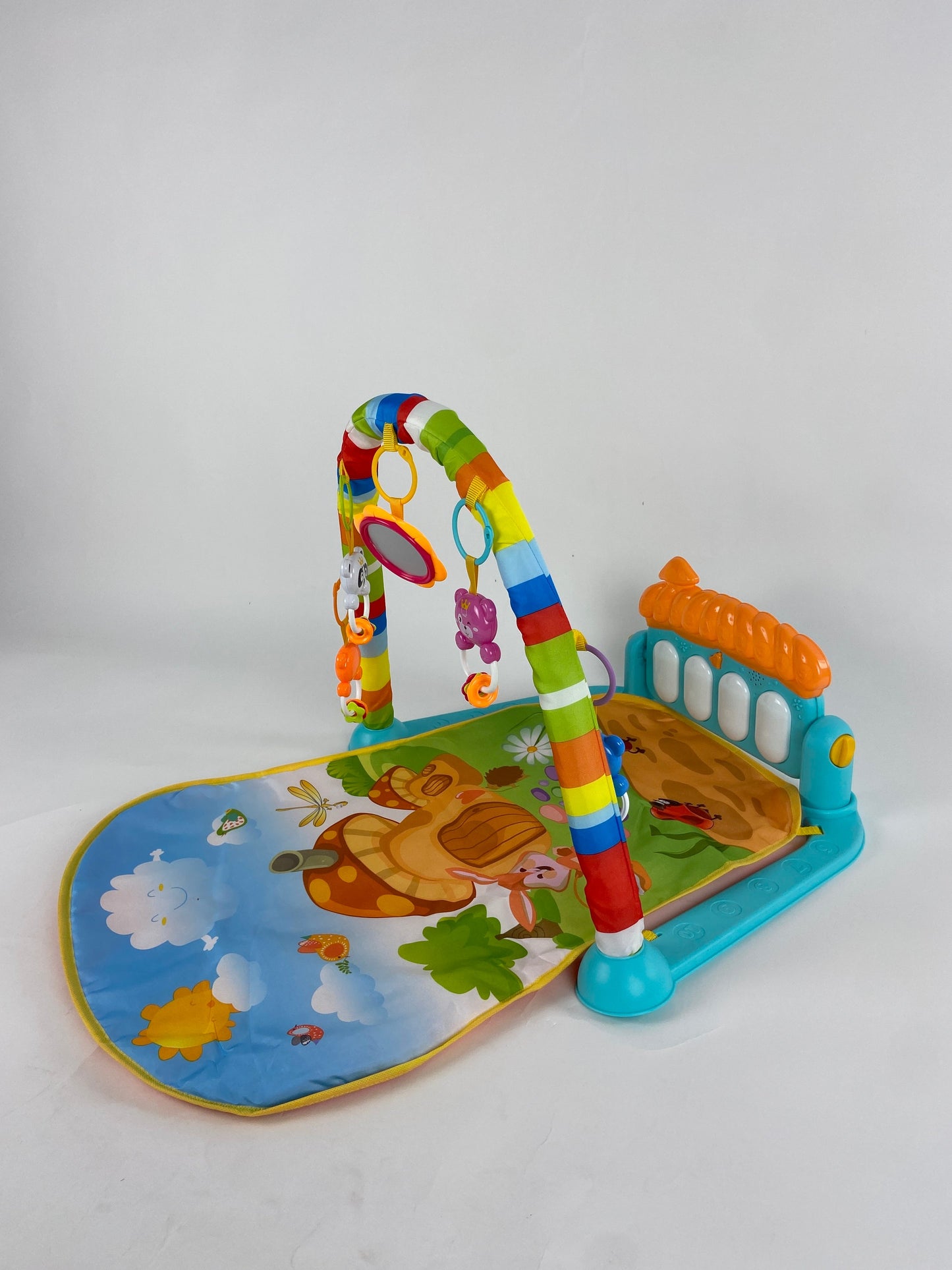 Cartoon Baby Activity Gym Fitness Baby Musical Piano Play Gym Mat With Animal Rattle Toys