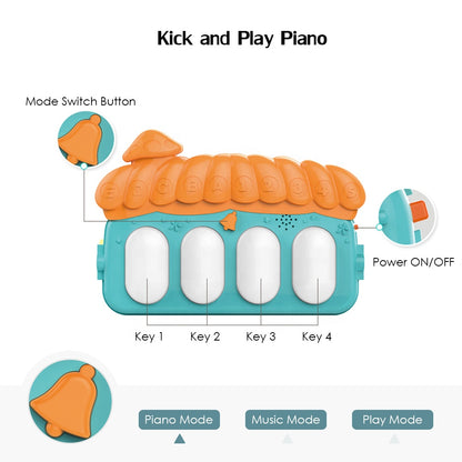 Cartoon Baby Activity Gym Fitness Baby Musical Piano Play Gym Mat With Animal Rattle Toys