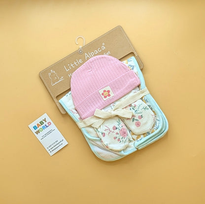 Baby Cap, Mittens, & Burp Set