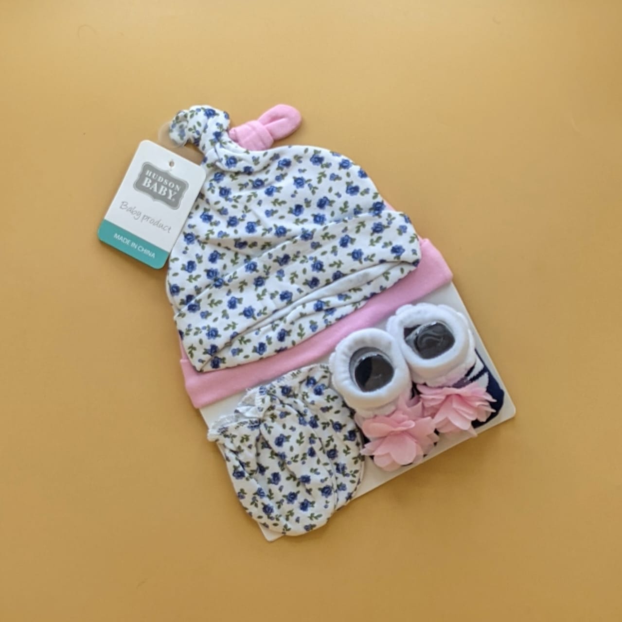 Pack of 2 Caps, Mittens & Booties Set