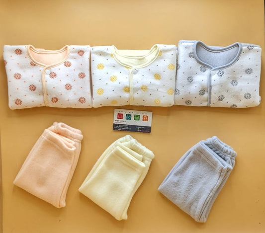 Pack of 3 Suits - Winter - Flower/Dots - Lemon/Grey/Peach
