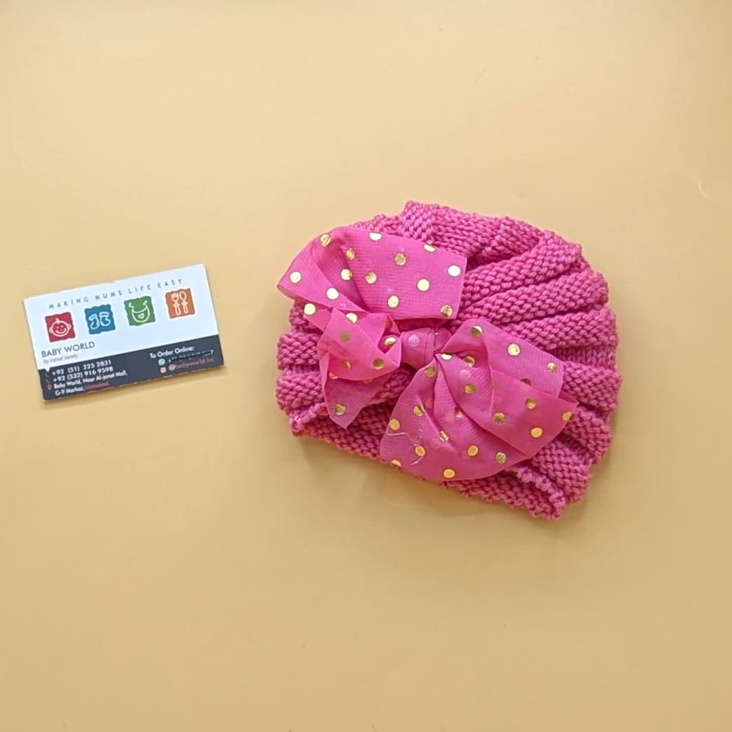 Baby Wool Cap - Bow/Dots - Winter