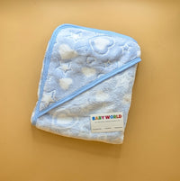 Baby Winter Hooded Wrapping Sheet/Ac Blanket - Heart/Star