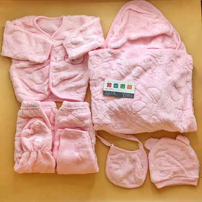 Baby 6 Pieces Furr Starter/Suit Set - Plain - Winter